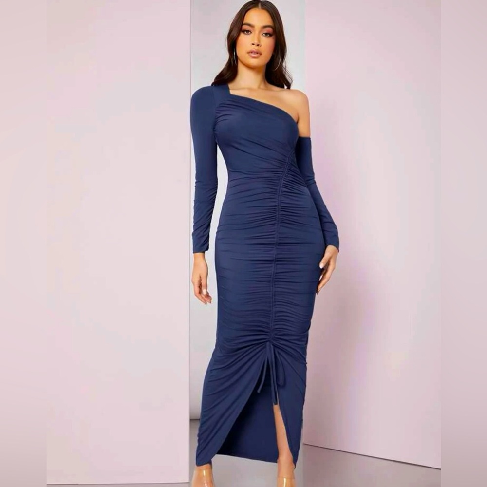 Blue asymmetrical SHEIN dress. Size medium/6. Never worn